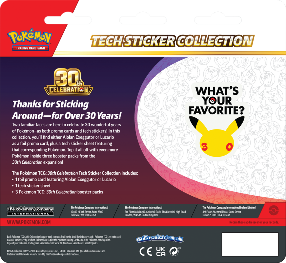 Pokémon TCG: 30th Celebration -- Tech Sticker Collection 12ct Display ...